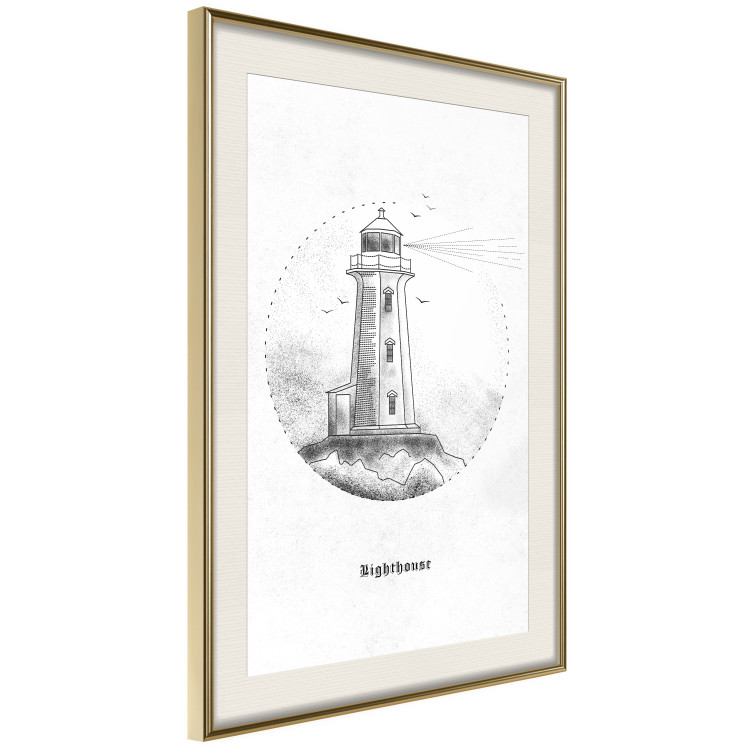 Wall Poster Black and White Lighthouse - black and white lighthouse on a white background 131947 additionalImage 3
