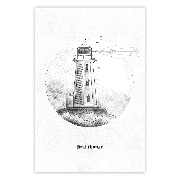 Wall Poster Black and White Lighthouse - black and white lighthouse on a white background 131947