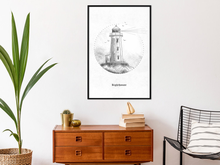 Wall Poster Black and White Lighthouse - black and white lighthouse on a white background 131947 additionalImage 6