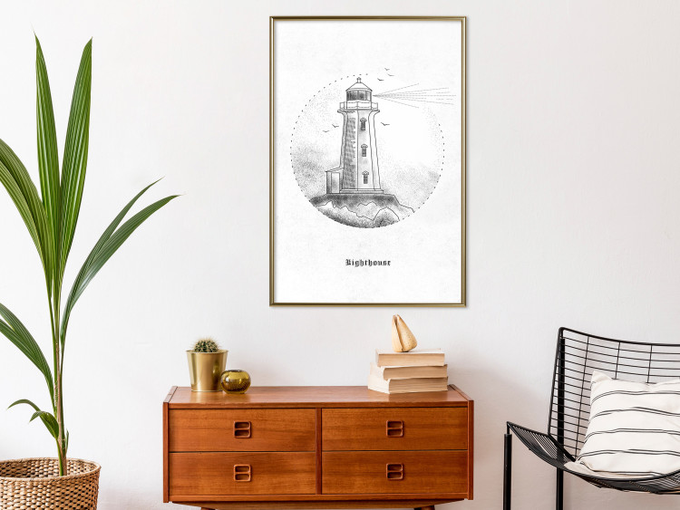 Wall Poster Black and White Lighthouse - black and white lighthouse on a white background 131947 additionalImage 7
