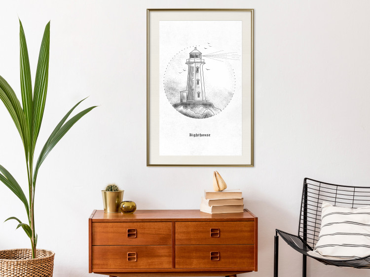 Wall Poster Black and White Lighthouse - black and white lighthouse on a white background 131947 additionalImage 17