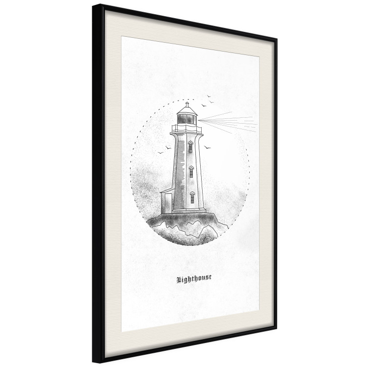 Wall Poster Black and White Lighthouse - black and white lighthouse on a white background 131947 additionalImage 2