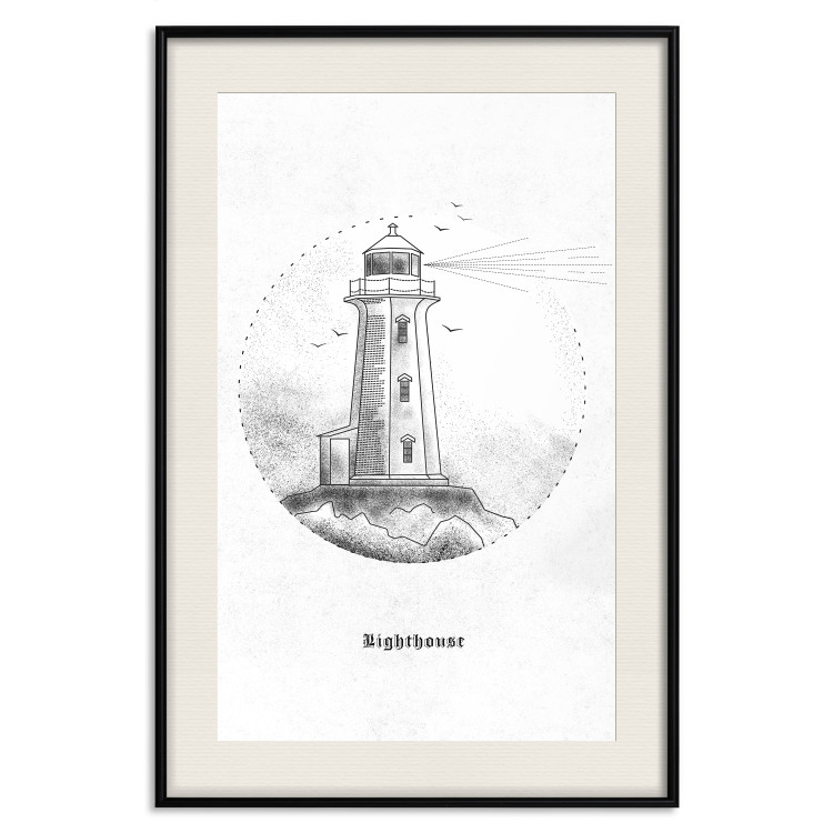 Wall Poster Black and White Lighthouse - black and white lighthouse on a white background 131947 additionalImage 21