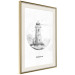 Wall Poster Black and White Lighthouse - black and white lighthouse on a white background 131947 additionalThumb 3