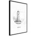 Wall Poster Black and White Lighthouse - black and white lighthouse on a white background 131947 additionalThumb 8