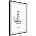 Wall Poster Black and White Lighthouse - black and white lighthouse on a white background 131947 additionalThumb 2