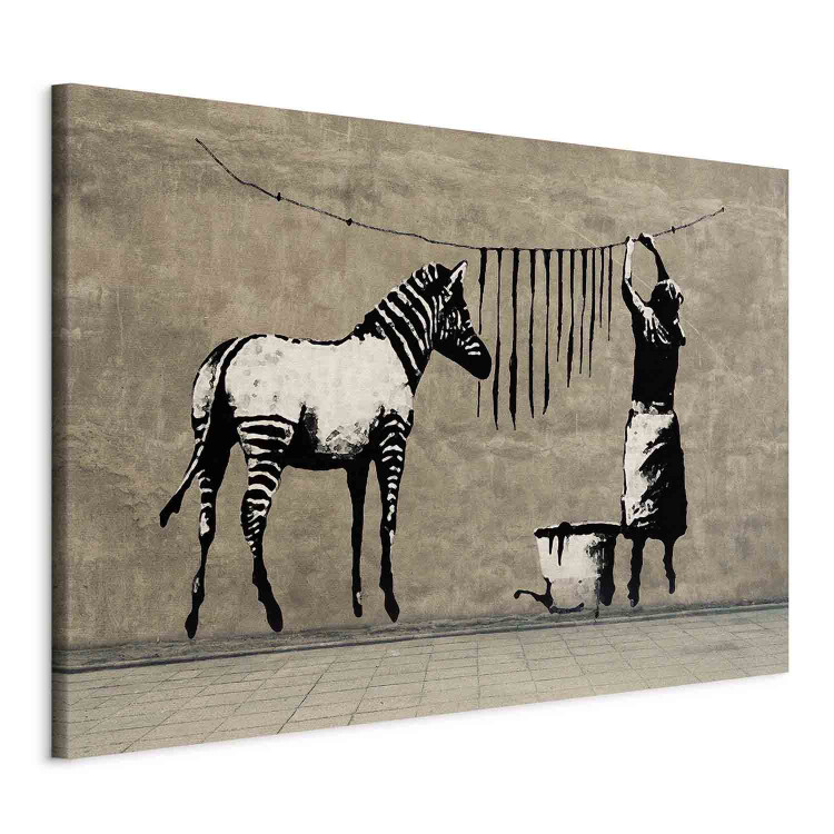 Canvas Banksy: Washing Zebra on Concrete (1 Part) Wide 132447 additionalImage 2