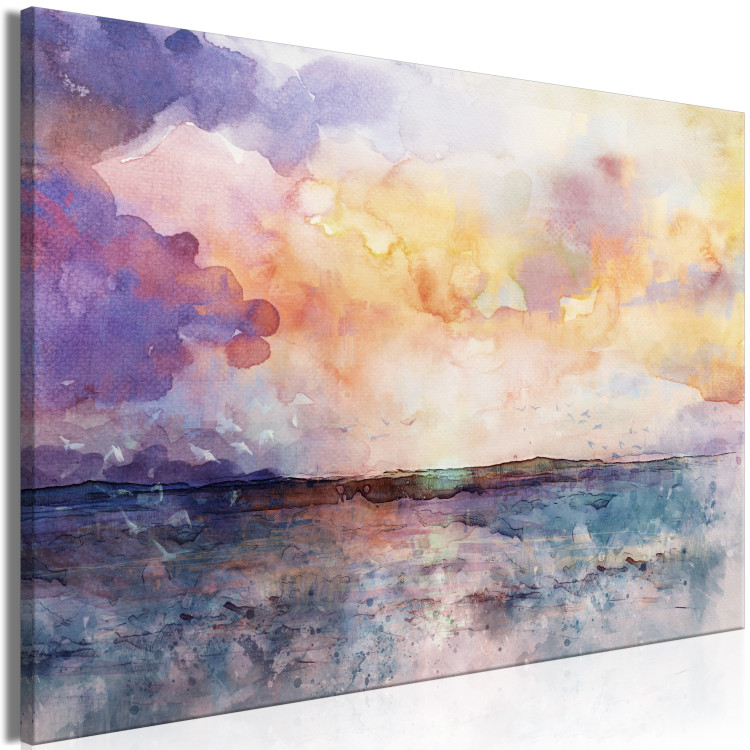 Canvas Print Pastel Clouds (1-piece) Wide - colorful watercolor landscape 138347 additionalImage 2