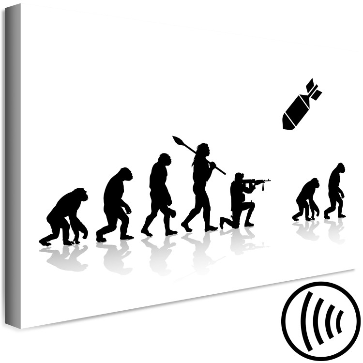Canvas Art Print Reset (1-piece) Wide - people and monkeys in black and white aesthetic 142447 additionalImage 6