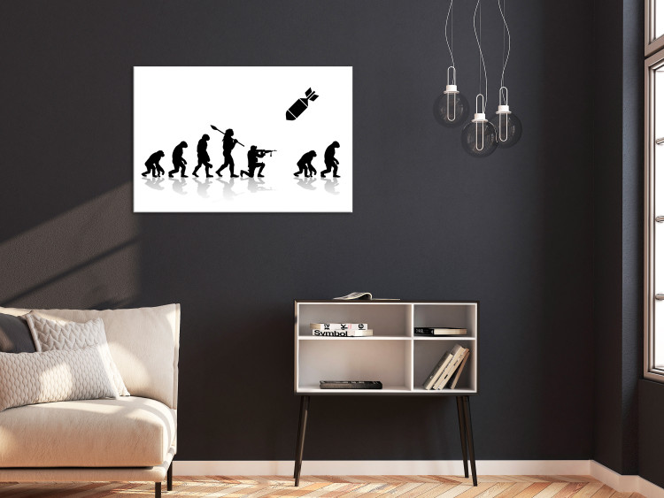 Canvas Art Print Reset (1-piece) Wide - people and monkeys in black and white aesthetic 142447 additionalImage 3