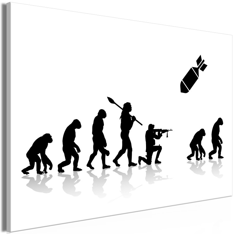 Canvas Art Print Reset (1-piece) Wide - people and monkeys in black and white aesthetic 142447 additionalImage 2