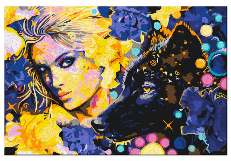 Paint by number Golden Girl and Black Wolf 143647 additionalImage 4