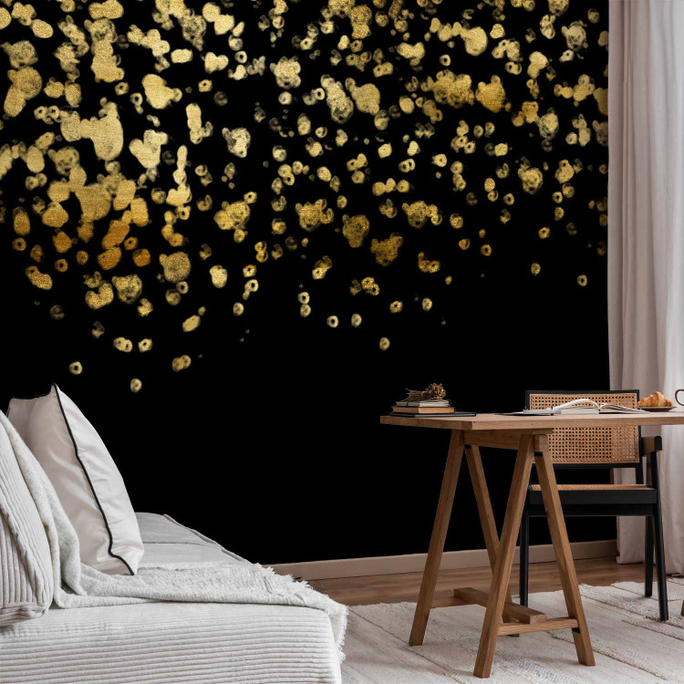 Wall Mural Golden drops - abstract with golden rain effect on black background 143747 additionalImage 4