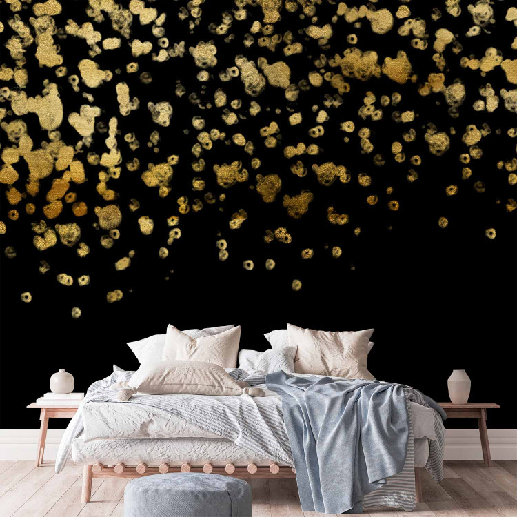Wall Mural Golden drops - abstract with golden rain effect on black background 143747 additionalImage 2