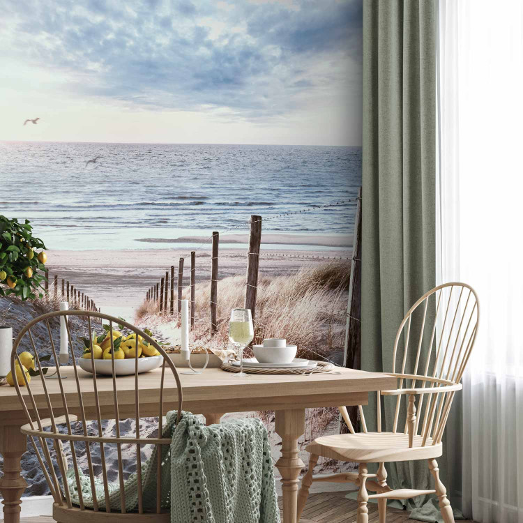 Wall Mural Windy sand - landscape with beach and calm sea at sunset 143947 additionalImage 4