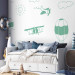 Wall Mural Sky Flight - Drawn Planes on a Background of a Green Sky With Clouds 145147 additionalThumb 8