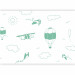 Wall Mural Sky Flight - Drawn Planes on a Background of a Green Sky With Clouds 145147 additionalThumb 1
