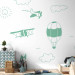 Wall Mural Sky Flight - Drawn Planes on a Background of a Green Sky With Clouds 145147 additionalThumb 4