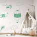 Wall Mural Sky Flight - Drawn Planes on a Background of a Green Sky With Clouds 145147 additionalThumb 6