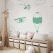 Wall Mural Sky Flight - Drawn Planes on a Background of a Green Sky With Clouds 145147 additionalThumb 2