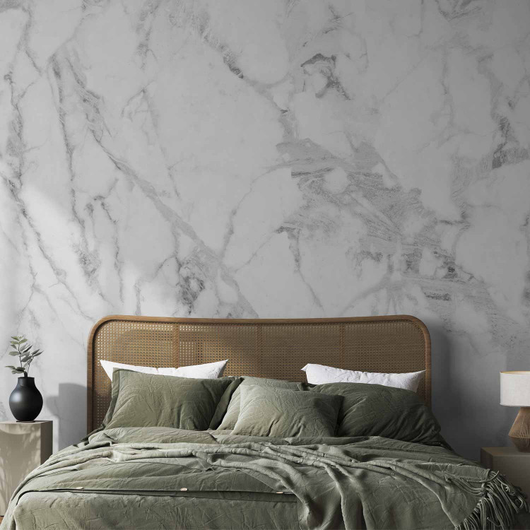 Wall Mural Elegant Rock Wall - White Marble Slab With Gray Accents 145247 additionalImage 2
