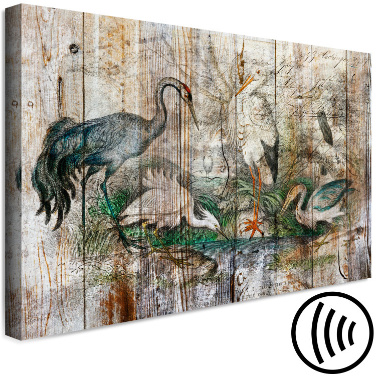 Canvas Print From the Chronicles of Nature - Graphics With Birds on Boards in a Vintage Style 145747 additionalImage 6