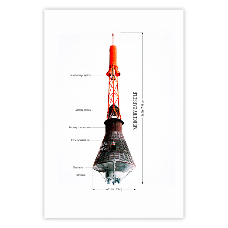 Poster Mercury Capsule - Technical Projection of a Spacecraft on a Scale 146247