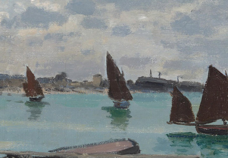 Round Canvas Sainte-Adresse Beach, Claude Monet - Boats on the Seashore 148747 additionalImage 2
