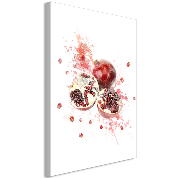 Canvas Art Print Pomegranate - Red Fruits on a Watercolor Stain of Color 149747 additionalImage 2