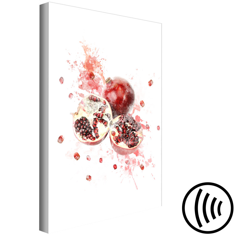 Canvas Art Print Pomegranate - Red Fruits on a Watercolor Stain of Color 149747 additionalImage 6