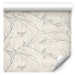 Wallpaper Forest Pattern - Gray Birds on Twigs on a Beige Background 150047 additionalThumb 1
