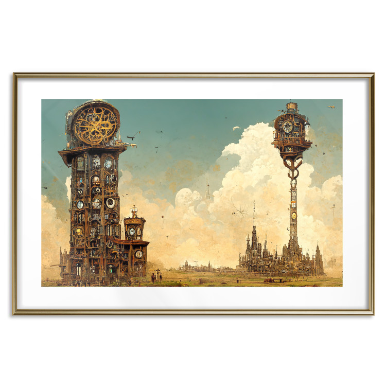 Poster Clocks in a Desert Town - Surreal Brown Composition 151147 additionalImage 24