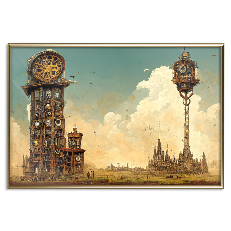 Poster Clocks in a Desert Town - Surreal Brown Composition 151147 additionalImage 22