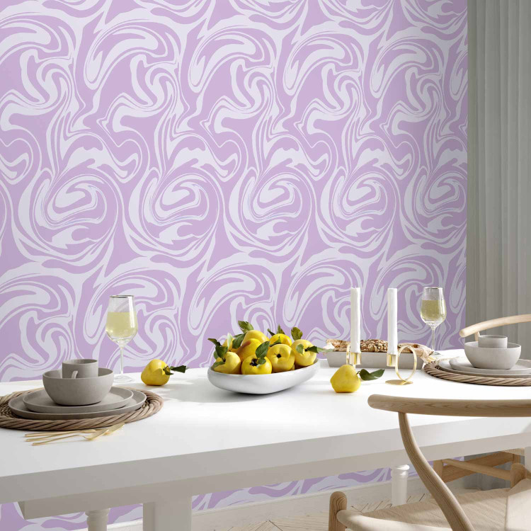 Wallpaper Purple Swirl - Abstract Pattern in Lavender Shades 160147 additionalImage 9