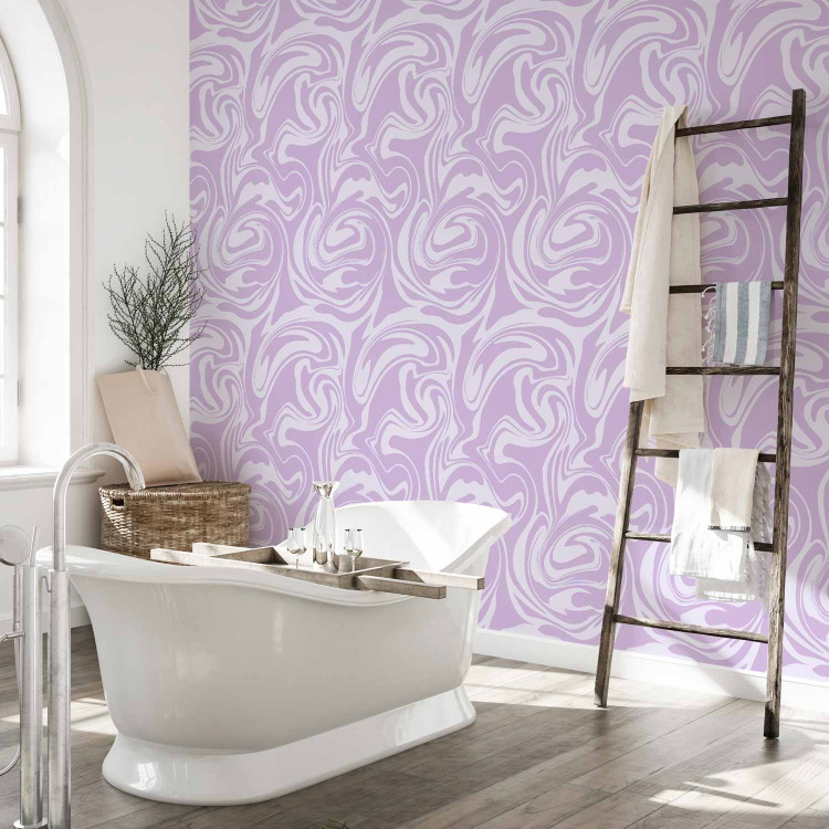 Wallpaper Purple Swirl - Abstract Pattern in Lavender Shades 160147 additionalImage 10