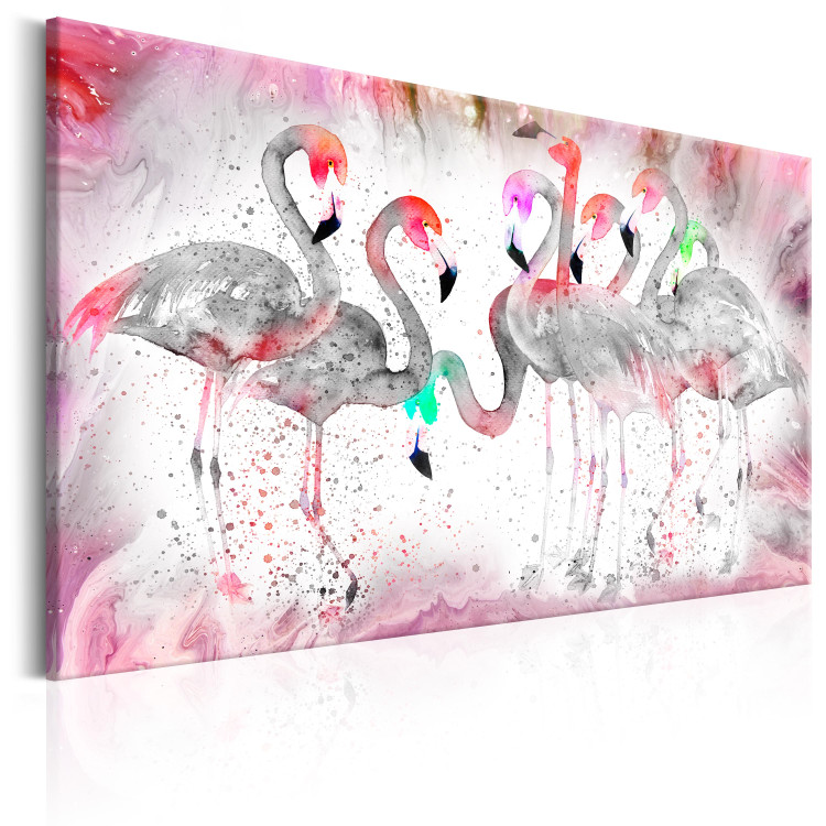 Canvas Print Flamingo Family - Gray Birds with Artistic Pink Color 98147 additionalImage 2