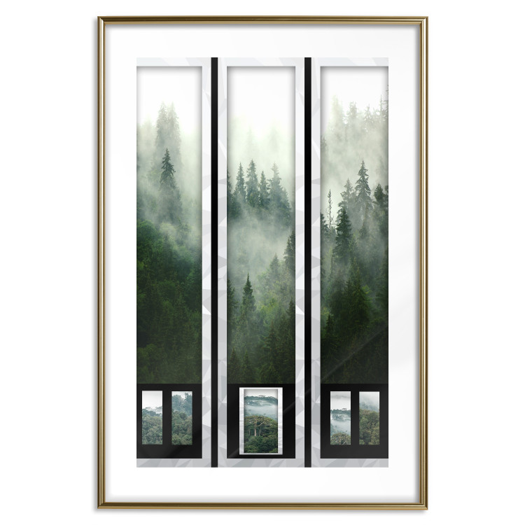 Wall Poster Memory cards - landscape of dense forest in the mist in several frames 114357 additionalImage 14