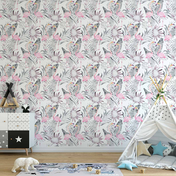 Modern Wallpaper Flamingos and Twigs 114757 additionalImage 5