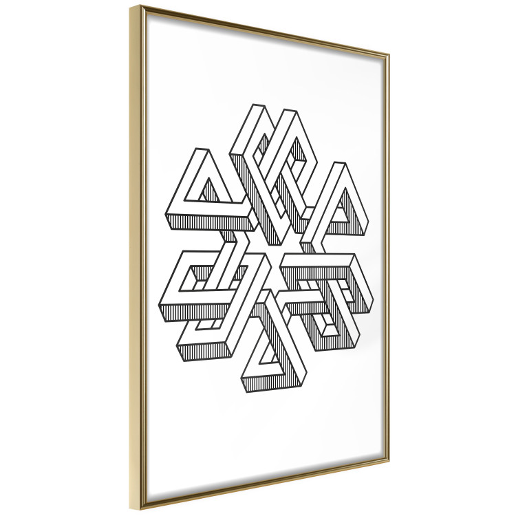 Wall Poster Geometric Clover - black and white spatial 3D abstract 117557 additionalImage 3