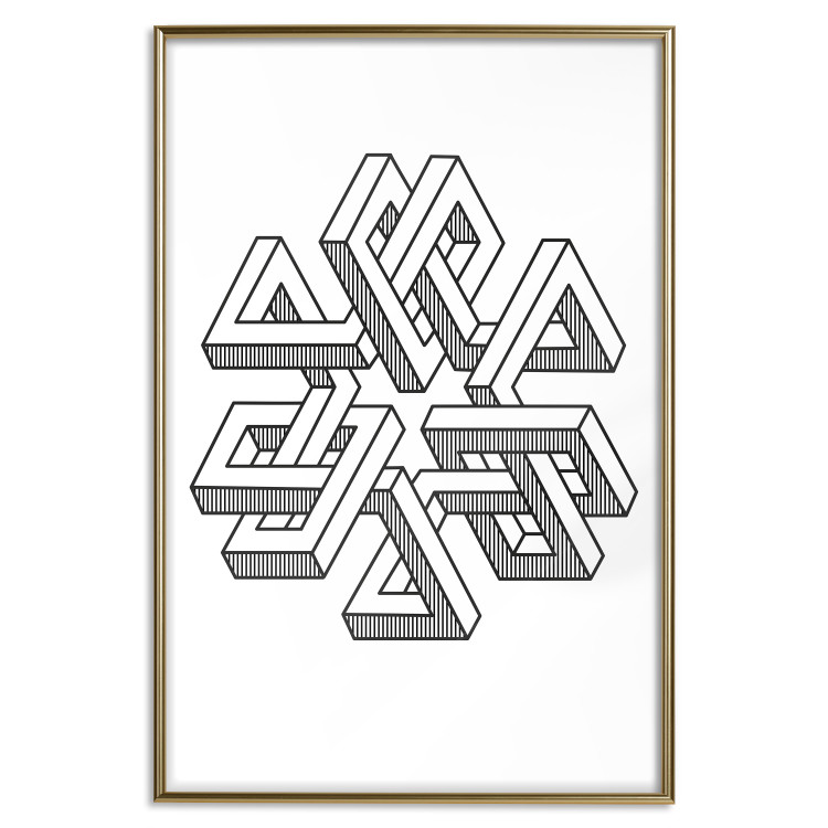 Wall Poster Geometric Clover - black and white spatial 3D abstract 117557 additionalImage 16