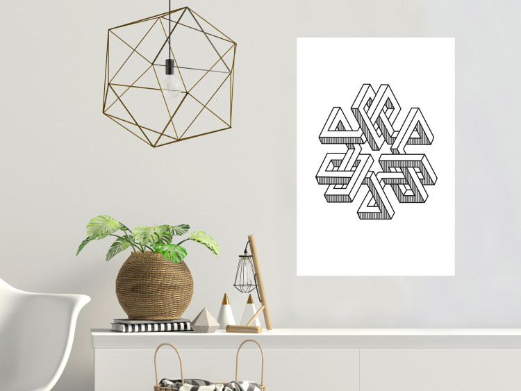 Wall Poster Geometric Clover - black and white spatial 3D abstract 117557 additionalImage 11