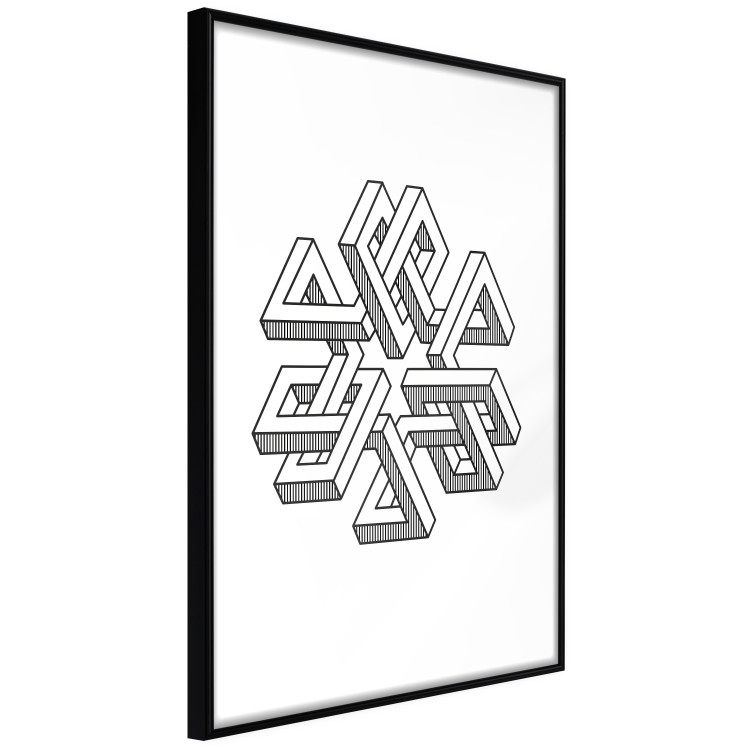 Wall Poster Geometric Clover - black and white spatial 3D abstract 117557 additionalImage 2