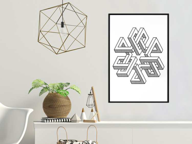 Wall Poster Geometric Clover - black and white spatial 3D abstract 117557 additionalImage 12