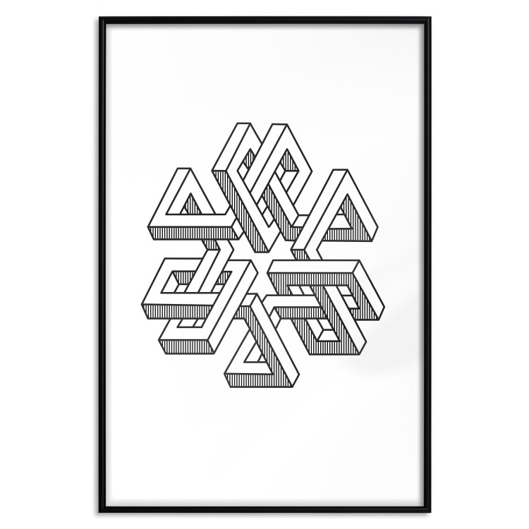 Wall Poster Geometric Clover - black and white spatial 3D abstract 117557 additionalImage 15