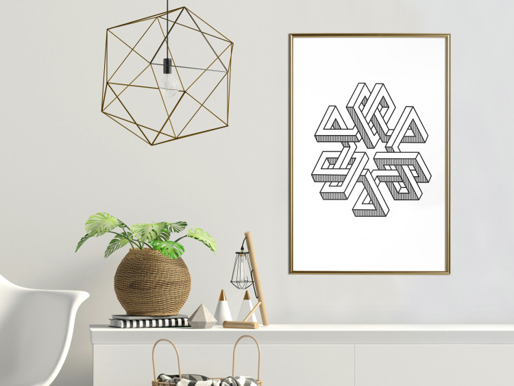 Wall Poster Geometric Clover - black and white spatial 3D abstract 117557 additionalImage 13