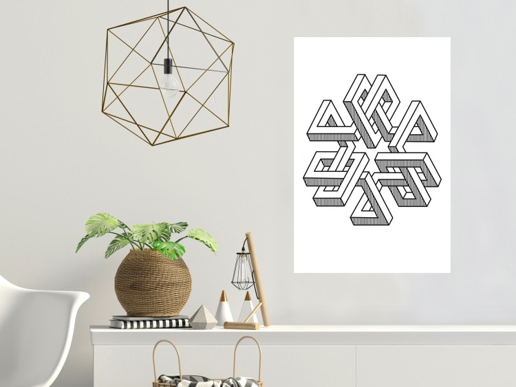 Wall Poster Geometric Clover - black and white spatial 3D abstract 117557 additionalImage 17