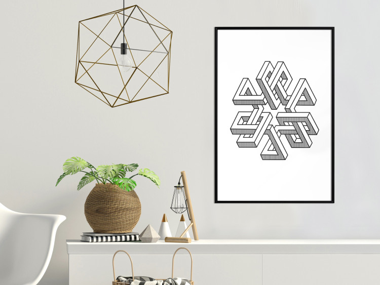 Wall Poster Geometric Clover - black and white spatial 3D abstract 117557 additionalImage 10