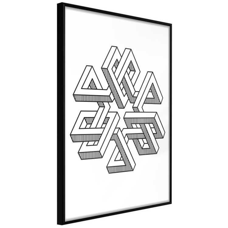 Wall Poster Geometric Clover - black and white spatial 3D abstract 117557 additionalImage 8