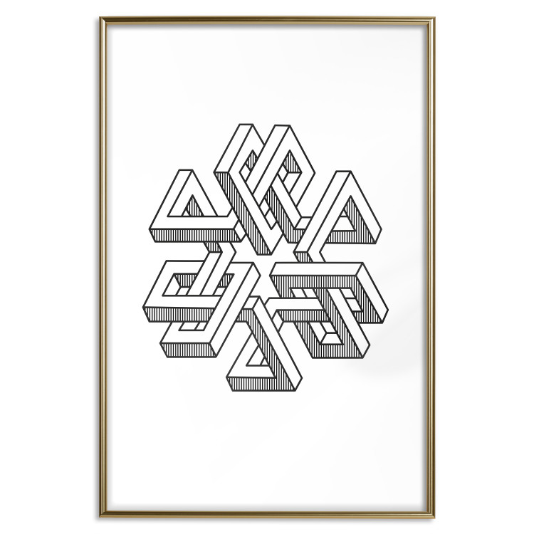 Wall Poster Geometric Clover - black and white spatial 3D abstract 117557 additionalImage 14