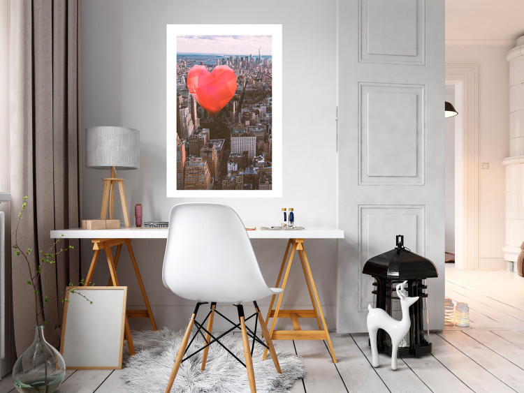 Poster Heart of the City - heart-shaped balloon against the backdrop of architecture 120457 additionalImage 2